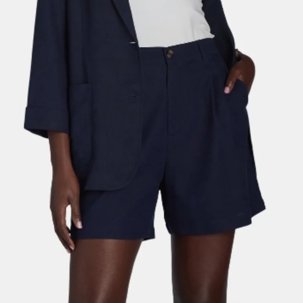 NWT Time and True Linen Blend Shorts, XL (16-18), Dark Navy Blue - Picture 7 of 7